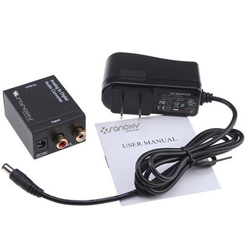 SANOXY Analog to Digital Audio Converter Adapter - RCA to Digital Coaxial and Toslink - 2-Channel LPCM Audio - 48 KHz Sampling Rate - Electromagnetic-Noise-Free Transmission in Kuwait