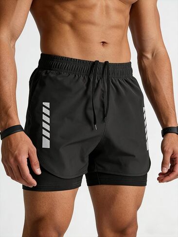 Men’s 2 in 1 Athletic Workout Shorts, Quick Dry Lightweight Gym Shorts for Swim and Water Park in Kuwait