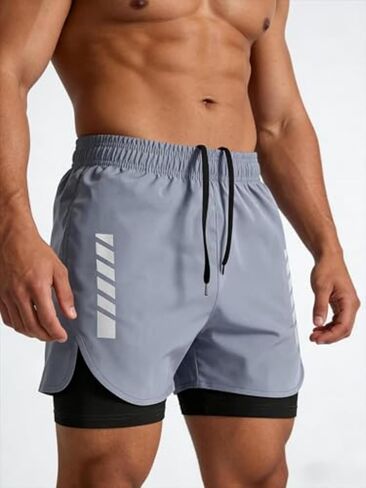 Men’s 2 in 1 Athletic Workout Shorts, Quick Dry Lightweight Gym Shorts for Swim and Water Park in Kuwait