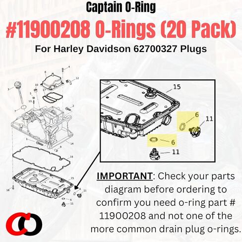 حلقة كابتن O - حلقات دائرية بديلة 11900208 لمقابس Harley Davidson 62700327 (20 حزمة) in Kuwait