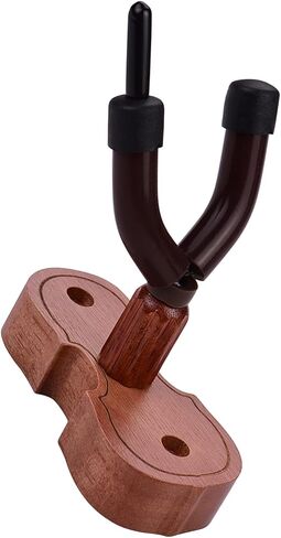 RiToEasysports Mahogany Wood Violin Hanger Hook, Unique Violin Shape with Soft Silicone Padding and Bow Holder, for Home Studio Wall Mount Use in Kuwait