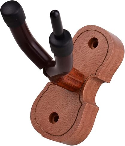 RiToEasysports Mahogany Wood Violin Hanger Hook, Unique Violin Shape with Soft Silicone Padding and Bow Holder, for Home Studio Wall Mount Use in Kuwait