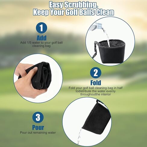 Golf Club Cleaning Bag, Golf Ball Washer Bag, Cleans Club Grooves, Portable Waterproof Club Cleaner with Scrubber Liner and Detachable Clip, Machine Washable, Dry Exterior in Kuwait