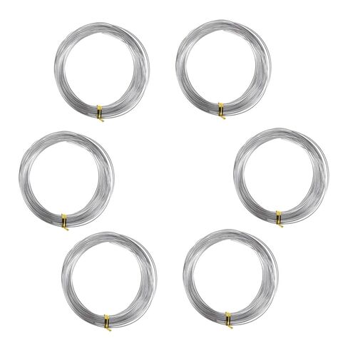 DOITOOL 6 Rolls 1mm Diameter Silver Aluminum Floral Wire for Gardening, Wreath Making, and Sculpture 10 Meters Each Roll Bendable Craft Wire for Flower Arrangements and DIY Projects in Kuwait
