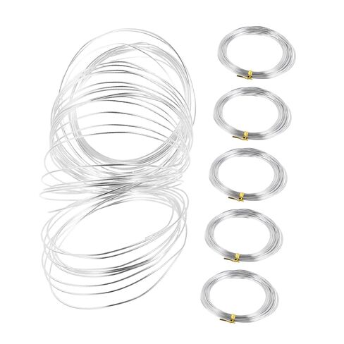 Ciieeo 6 Rolls 1mm Aluminum Craft Wire for Floral Arrangements and Wreaths, Flexible Silver Wire for Gardening, Sculpting, and DIY Crafting, 10 Meters Each Roll in Kuwait