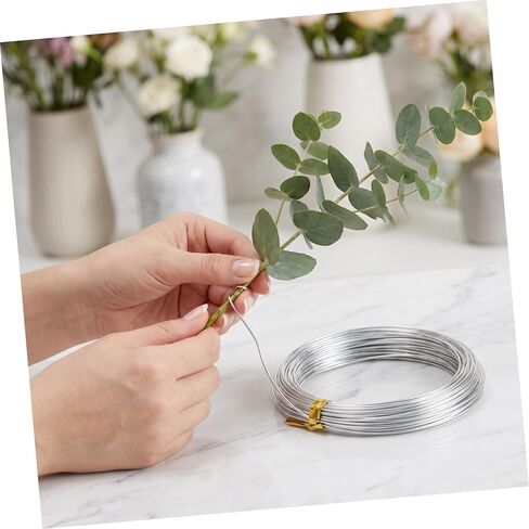 Ciieeo 6 Rolls 1mm Aluminum Craft Wire for Floral Arrangements and Wreaths, Flexible Silver Wire for Gardening, Sculpting, and DIY Crafting, 10 Meters Each Roll in Kuwait