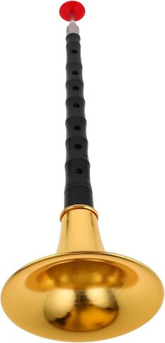 Traditional D Key Suona Wind Instrument for Beginners, Resin Imitation Rosewood Suona with Gold-plated Bell, High Strength Corrosion-resistant Folk Chinese Double-reed Horn in Kuwait