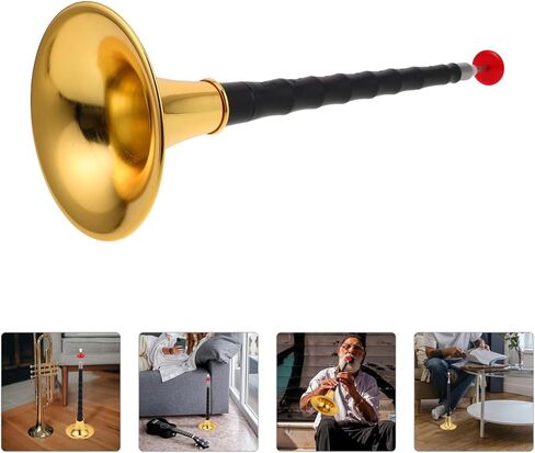 Traditional D Key Suona Wind Instrument for Beginners, Resin Imitation Rosewood Suona with Gold-plated Bell, High Strength Corrosion-resistant Folk Chinese Double-reed Horn in Kuwait