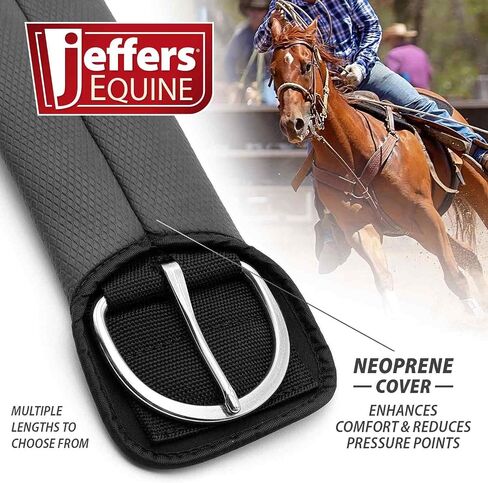 Jeffers Equine Western PVC Straight Cinch – Black Horse Girth for Saddles, Roping, Barrel Racing, Trail Riding – 1/4" Thick, 4 Layer Nylon Reinforced, Stainless Steel Hardware in Kuwait