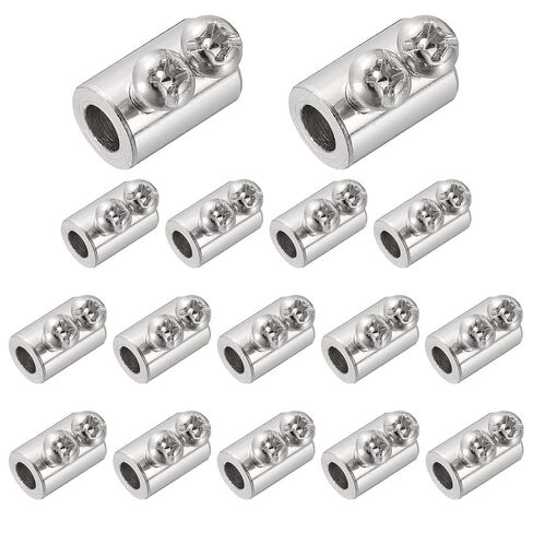 PATIKIL 8 Pcs 12 x 8mm Double Hole Wire Rope Cable Clamp for 4.2mm Dia Cable, Silver in Kuwait