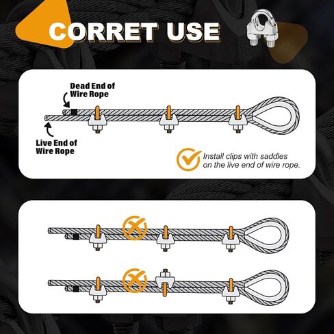 60Pcs M3 1/8 Cable Clamps Wire Rope Clips, 304 Stainless Steel Cable Clamp Wire Rope Clamp for Picture Hanging, Lighting Cable Alloy Two-Way Cable Clamp, Sliver in Kuwait