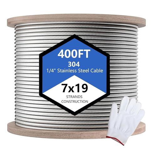 كابل من الفولاذ المقاوم للصدأ بسمك 400 قدم، حبل سلكي للطائرات بطول 7 × 19 لخط الانزلاق في الفناء الخلفي، قوة كسر 6400 رطل، خط سحاب للتطبيقات شديدة التحمل، درابزين سطح السفينة، أضواء سلسلة in Kuwait