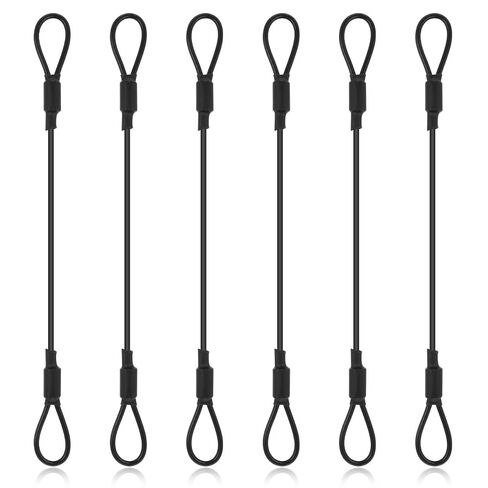 6 Pack Stainless Steel PVC Coated Safety Wire Rope, 5.9" Stainless Steel Wire Rope with Loops Heavy Duty Loop End Cable Braided Vinyl Cover Coat Short Ropes Lanyard Lock Safety Tether Chains in Kuwait