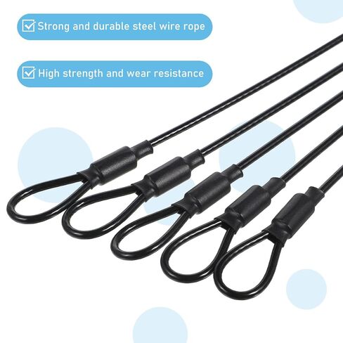 6 Pack Stainless Steel PVC Coated Safety Wire Rope, 5.9" Stainless Steel Wire Rope with Loops Heavy Duty Loop End Cable Braided Vinyl Cover Coat Short Ropes Lanyard Lock Safety Tether Chains in Kuwait