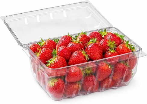 Clear Plastic 1-Quart Hinged Berry Baskets with Vented Lid – Stackable, Clamshell Produce Containers for Strawberries, Blueberries, Tomatoes & Small Baked Goods (48) in Kuwait