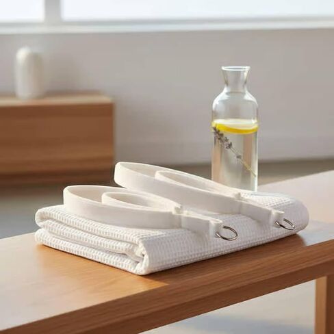Qianly Double Loop Pilates Strap Soft Fleece Pilates Loop Strap White Color for Gym Workout in Kuwait