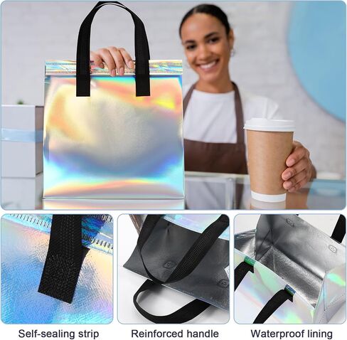 أكياس FoldTier 100 قطعة معزولة لتوصيل الطعام بكميات كبيرة مخصصة للعزل الحراري للطعام الساخن والبارد والقهوة والحليب والمأكولات البحرية والبيتزا لتوصيل البقالة والمطاعم in Kuwait