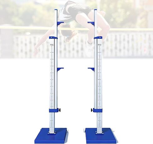 High Jump Stand Set, Portable Aluminum Jump Posts, Height Adjustable Training Equipment, Scroll Wheel Movement, Easy Setup and Transport, for Athletics Practice and Competition in Kuwait