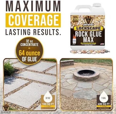 مجموعة PetraMax Rock Glue للمناظر الطبيعية - 32 أونصة (4 عبوات) غراء الصخور + بخاخ مضخة Petratools HD101 سعة 1 جالون، ومثبت الحصى للأحجار المزخرفة والحصى والممرات والصخور الطبيعية in Kuwait