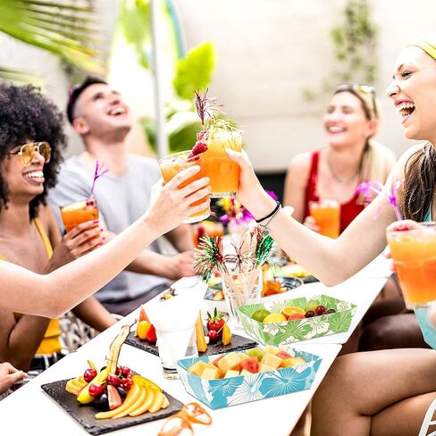 CCINEE 48pcs Hibiscus Party Food Trays, Disposable Paper Hibiscus Flower Food Serving Trays for Tropic Summer Hawaiian Luau Aloha Moana Themed Party Snack Plates Supplies(Unfold) in Kuwait