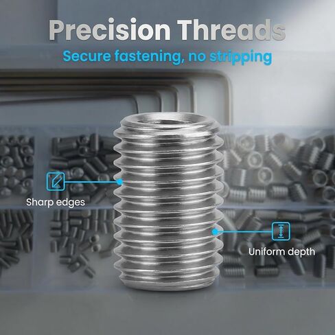 240Pcs Flat Point Set Screw Assortment Kit, 304 Stainless Steel Hexagon Socket Grub Screws with 5 Hex Wrenches, M3 M4 M5 M6 M8 Metric Internal Hex Drive Headless Screws for Door Knobs in Kuwait