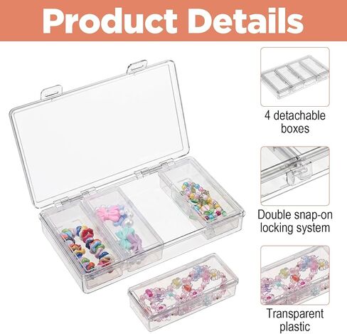 Hair Accessories Organizer Travel Portable Small Plastic Organizer 4 in 1 Hairs Tie Holder Travels Clear Plastic Cotton Swab Travel Case for Hair Rope Paperclip Clear Sticks in Saudi Arabia