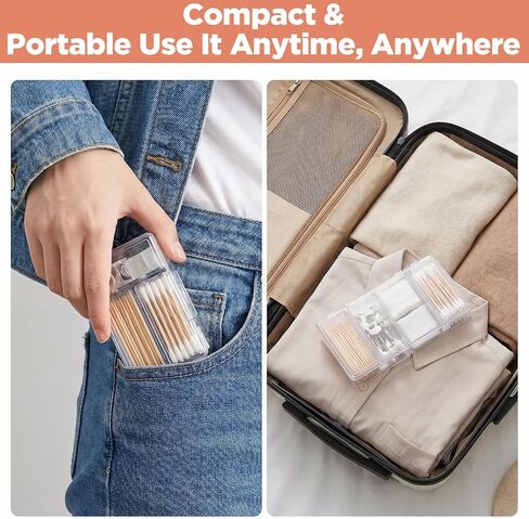 Hair Accessories Organizer Travel Portable Small Plastic Organizer 4 in 1 Hairs Tie Holder Travels Clear Plastic Cotton Swab Travel Case for Hair Rope Paperclip Clear Sticks in Saudi Arabia