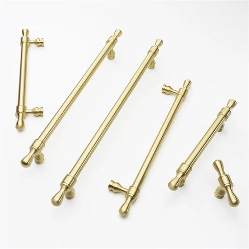 أثاث نحاسي صلب درج خزانة نحاسي على شكل حرف T مقبض خزانة الأجهزة 1 قطعة (Brass-C192mm) in Kuwait