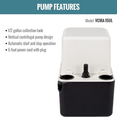 LITTLE GIANT 554401 VCMA-15UL 115 Volt & 89695 CV-10 Condensate Pump Check Valve for VCC, VCM, VCMA and VCL-14/24, 1/4-inch MNPT x 3/8-inch Barbed, Black in Kuwait