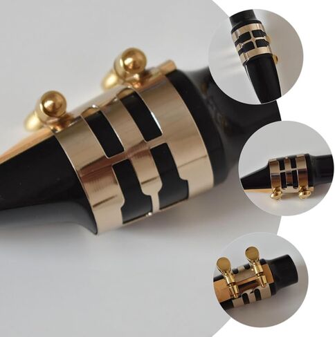 LIFKOME Alto Saxophone Ligature Fastener Adjustable Metal Saxophone Clip White Copper Sax Mouthpiece Accessory for Musical Instrument Use in Kuwait