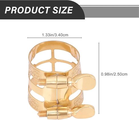 Alto Saxophone Ligature Metal Reed Clip Adjustable Saxophone Fixing Clip Wind Instrument Accessory with Embossed Metal Design for Alto Sax Mouthpiece in Kuwait