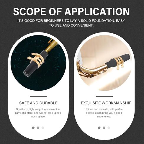 Alto Saxophone Ligature Metal Reed Clip Adjustable Saxophone Fixing Clip Wind Instrument Accessory with Embossed Metal Design for Alto Sax Mouthpiece in Kuwait