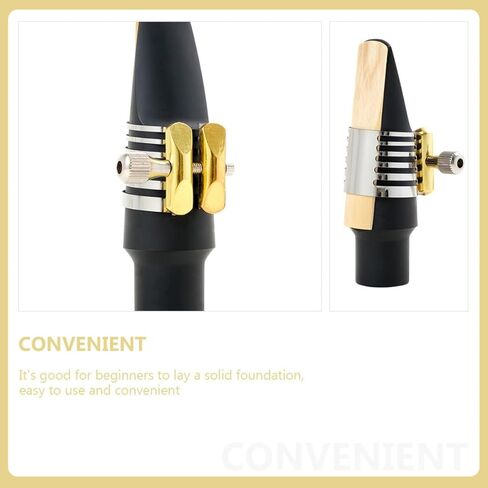 ibasenice Alto Saxophone Ligature Clip Metal Reed Clamp Silver Stainless Steel Saxophone Mouthpiece Accessory with Tin Box for Wind Instrument in Kuwait