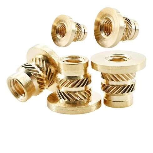 Thread Knurled Brass Nuts, Flange Nut M2 .5 M3 M4 M5 M6 M8 Double Twill Embedded Molding Injection Nutsert Insertnut 3D Printer(M4xL9.1xOD6.3(20Pcs)) in Kuwait