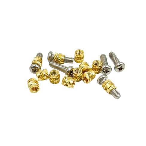 Thread Knurled Brass Nuts, M1.4 .6 M2 .5 M3 M4 M5 M6 Heat Nut and Stainless Steel Screw Set Hot Melt Embedded(M1.4 1000pcs 1set) in Kuwait
