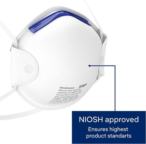 Dräger X-plore 1350 N95 Particulate Respirator, 20 Pack, Size M/L, NIOSH-Certified, Disposable Dust Mask, Adjustable Head Harness, Low Breathing Resistance in Kuwait