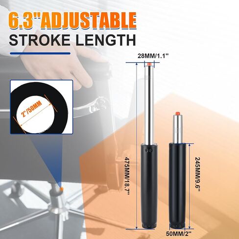 MYFULLY Office Chair Gas Lift Cylinder Replacement, Heavy Duty 441 lbs / 200 kg Capacity, Universal Fit Pneumatic Shock Piston for Most Office, Executive & Gaming Chairs, Class 4 (6.3" Stroke (160mm)) in Kuwait