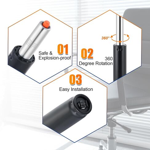 MYFULLY Office Chair Gas Lift Cylinder Replacement, Heavy Duty 441 lbs / 200 kg Capacity, Universal Fit Pneumatic Shock Piston for Most Office, Executive & Gaming Chairs, Class 4 (6.3" Stroke (160mm)) in Kuwait