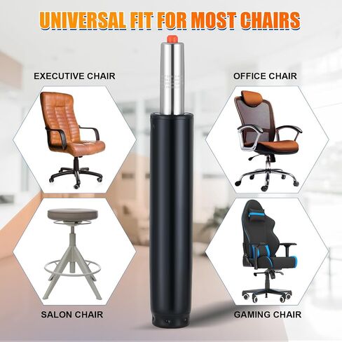MYFULLY Office Chair Gas Lift Cylinder Replacement, Heavy Duty 441 lbs / 200 kg Capacity, Universal Fit Pneumatic Shock Piston for Most Office, Executive & Gaming Chairs, Class 4 (6.3" Stroke (160mm)) in Kuwait