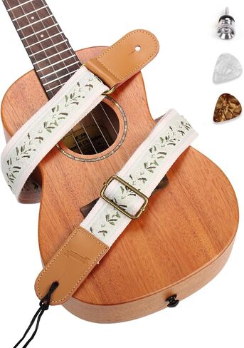 حزام MUINS Ukulele، حزام كتف Ukelele مطرز، مناسب لحفلات السوبرانو للبالغين، ملحقات Tenor أو Baritone Ukulele (زهرة سوداء) in Saudi Arabia