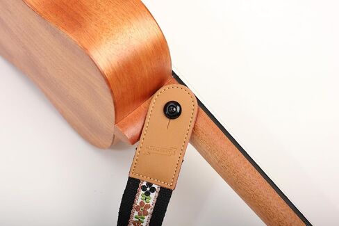 حزام MUINS Ukulele، حزام كتف Ukelele مطرز، مناسب لحفلات السوبرانو للبالغين، ملحقات Tenor أو Baritone Ukulele (زهرة سوداء) in Saudi Arabia