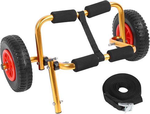 Canoe Carrier Dolly، عربة ألومنيوم قابلة للطي وقابلة للتعديل مع إطارات صلبة مقاس 10 بوصة ونظام حزام آمن لنقل قوارب الكاياك الصغيرة in Kuwait