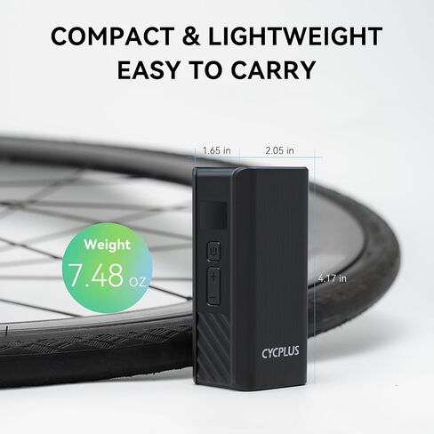 مضخة دراجة كهربائية صغيرة CYCPLUS A3، مضخة هواء كهربائية 120 رطل لكل بوصة مربعة مع صمام بريستا وشرايدر، مضخة إطارات ذات إغلاق تلقائي لدراجات الطرق، MTB، الدراجات الإلكترونية والدراجات النارية in Kuwait