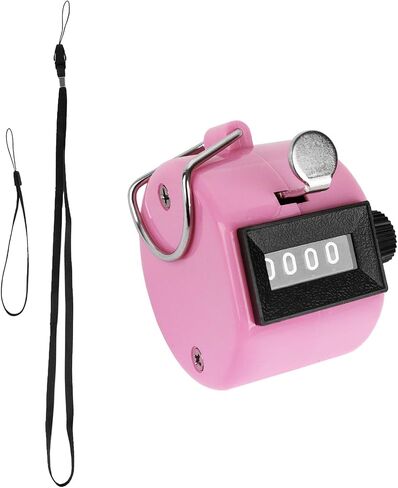 عداد GDMINLO Clicker Counter عداد رقمي محمول 4 أرقام للتدريب والحياكة واللفة وصيد الأسماك والجولف ورياضة التجديف مع حبل من النايلون، وردي in Saudi Arabia