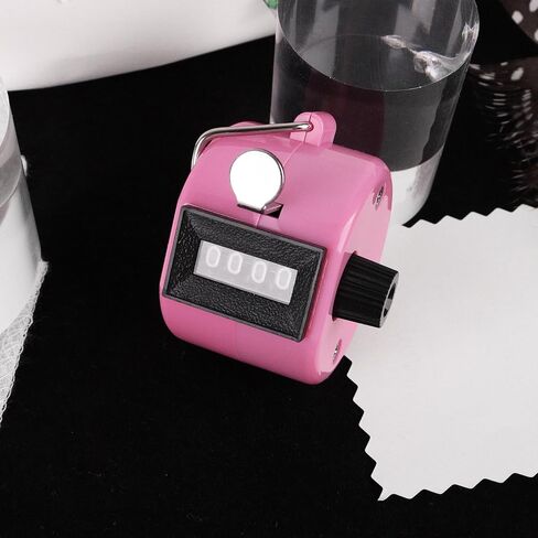 عداد GDMINLO Clicker Counter عداد رقمي محمول 4 أرقام للتدريب والحياكة واللفة وصيد الأسماك والجولف ورياضة التجديف مع حبل من النايلون، وردي in Saudi Arabia