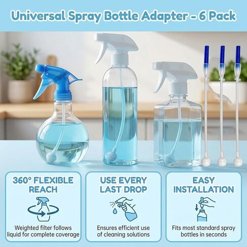 6 PCS Universal Fit 360 Spray Bottle Adapter Flexible, Tilted Spray Bottle Adapter for Cleaning Solutions, Gardening, and Household Use in Kuwait