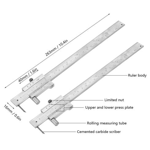 Vernier Caliper, Stainless Steel 0-200mm Scribing Marking Gauge, with Storage Bag, for Parallel Scribing Layout Woodworking Metalworking in Kuwait