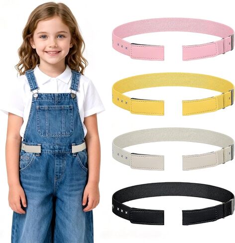 4PCS No Buckle Stretch Belts, Adjustable Elastic Girls Belts for Causal Pants Jeans in Saudi Arabia