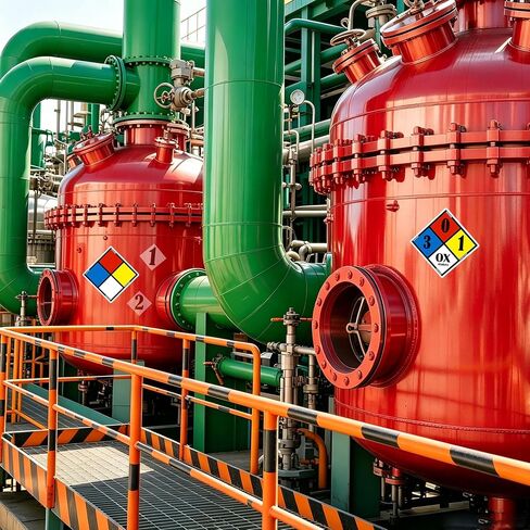 مجموعة الملصقات اللاصقة NFPA مقاس 17 بوصة من الفينيل المصفح بالماس الخطير تتضمن علامات NFPAS 4 لوحات فارغة و30 رقمًا و42 رمز خطر لملصق التحذير الصناعي in Kuwait