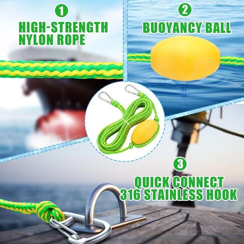 SATINIOR 2 Pcs Floating Kayak Tow Rope with Clips, 40 FT Each, Heavy Duty Float Rope Connect Rescue Line for Anchor Kayaks Fishing Boat Accessories Marker Buoy Float Drift 2000 Lbs in Kuwait
